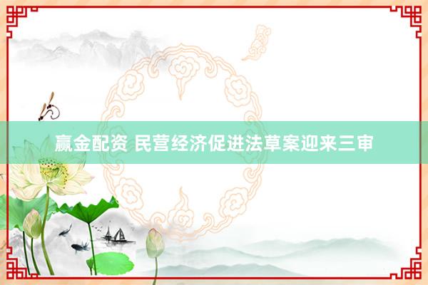 赢金配资 民营经济促进法草案迎来三审