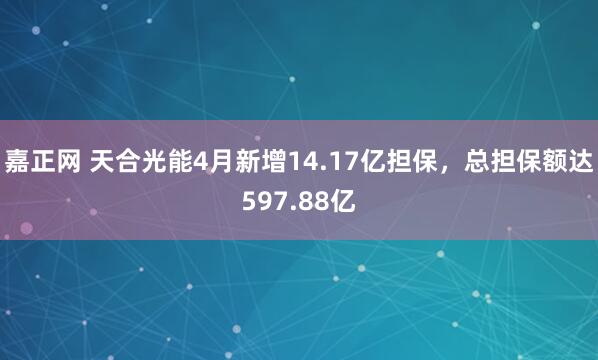 嘉正网 天合光能4月新增14.17亿担保，总担保额达597.88亿