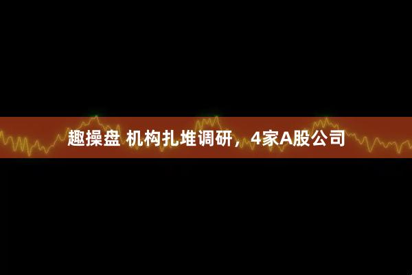 趣操盘 机构扎堆调研，4家A股公司