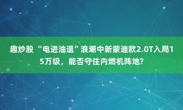 趣炒股 “电进油退”浪潮中新蒙迪欧2.0T入局15万级，能否守住内燃机阵地?